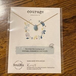 SoulKu “courage” necklace with amazonite tear-drop bead.